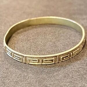 Silver Greek Key Bangle Bracelet